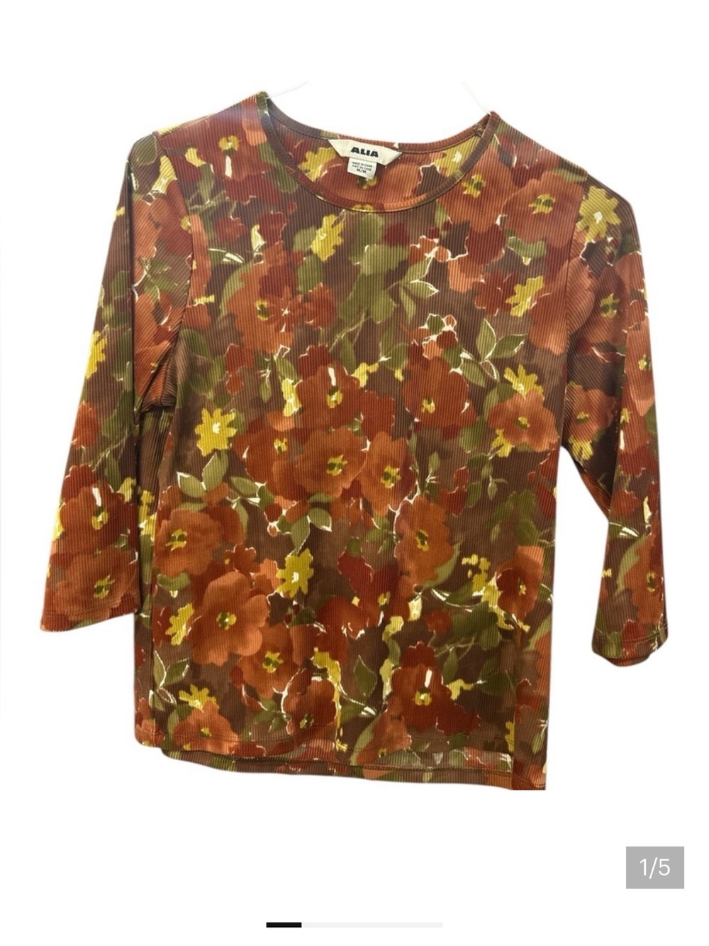 ALIA Floral Ribbed Knit Top - Picture 6 of 6